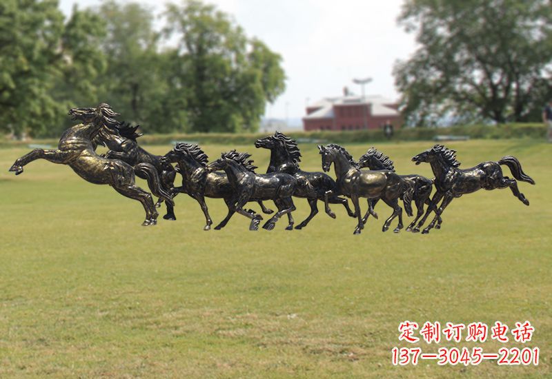 深圳八骏图八匹马群铜雕