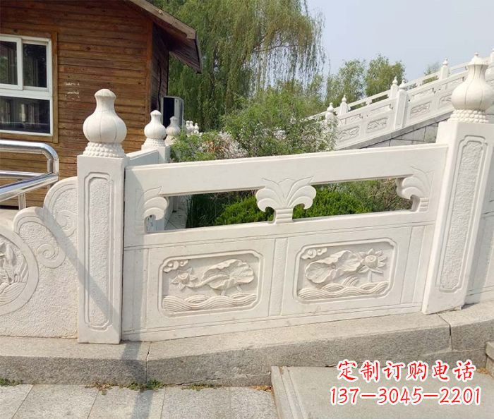 深圳别墅景观汉白玉石浮雕栏板 (2)
