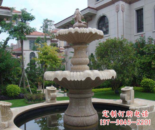 深圳别墅景观石雕多层喷泉雕塑