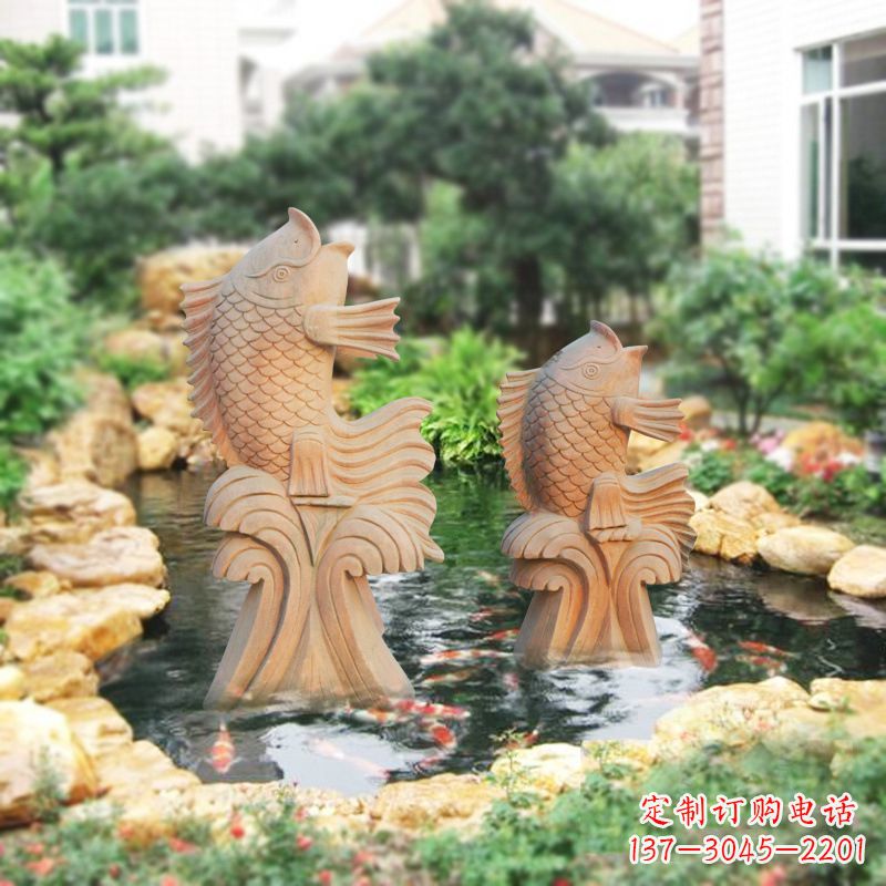 深圳别墅庭院吉祥招财石雕鱼喷泉雕塑