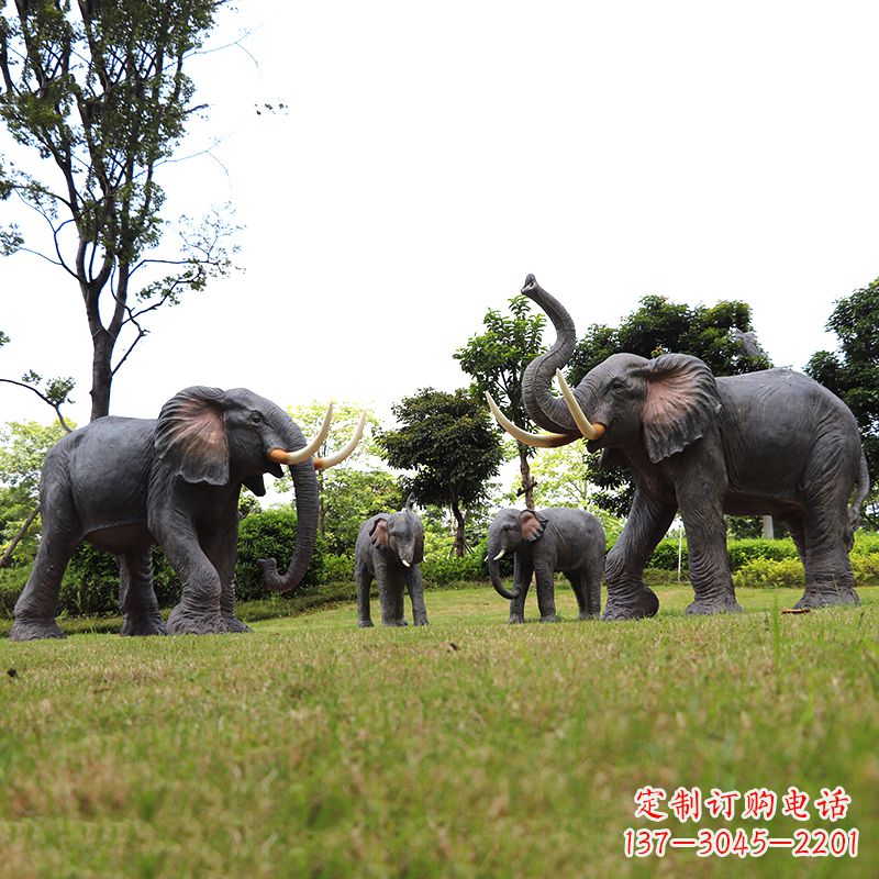 深圳玻璃钢大象雕塑传承古老文化，点缀园林景观