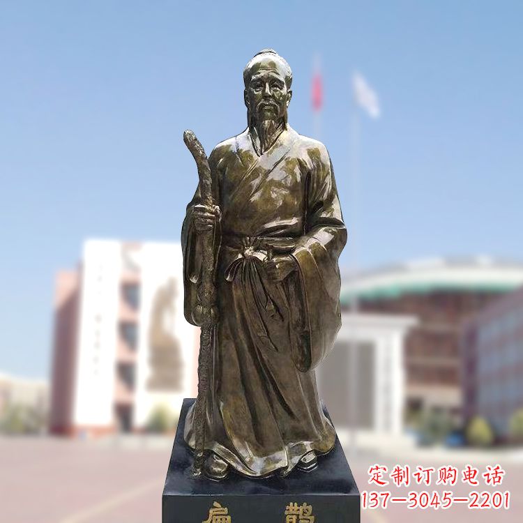 深圳玻璃钢仿铜扁鹊雕塑
