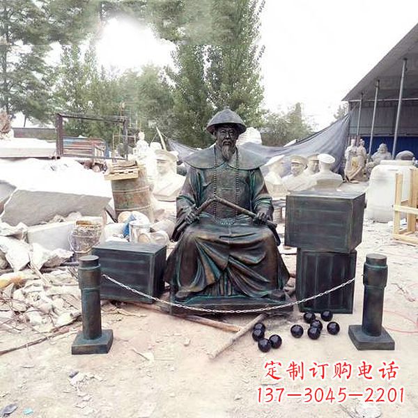 深圳玻璃钢仿铜林则徐销烟雕塑