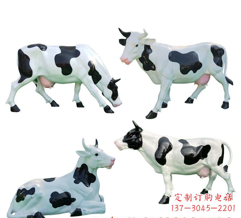 深圳玻璃钢仿真奶牛雕塑精美的艺术品