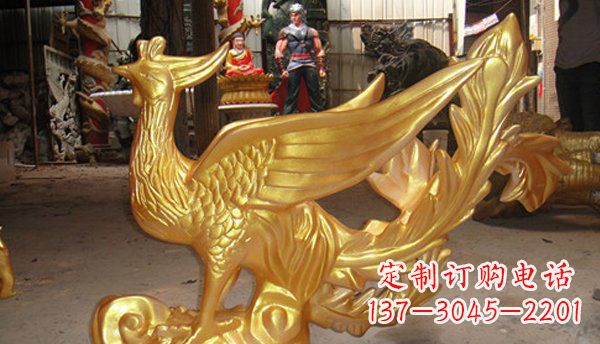 深圳玻璃钢凤凰仿铜动物雕塑