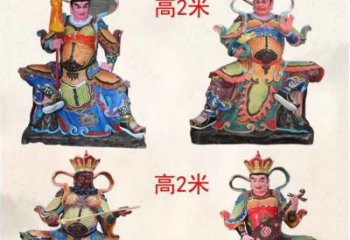 深圳玻璃钢彩绘四大天王雕塑宏伟壮观的艺术珍品