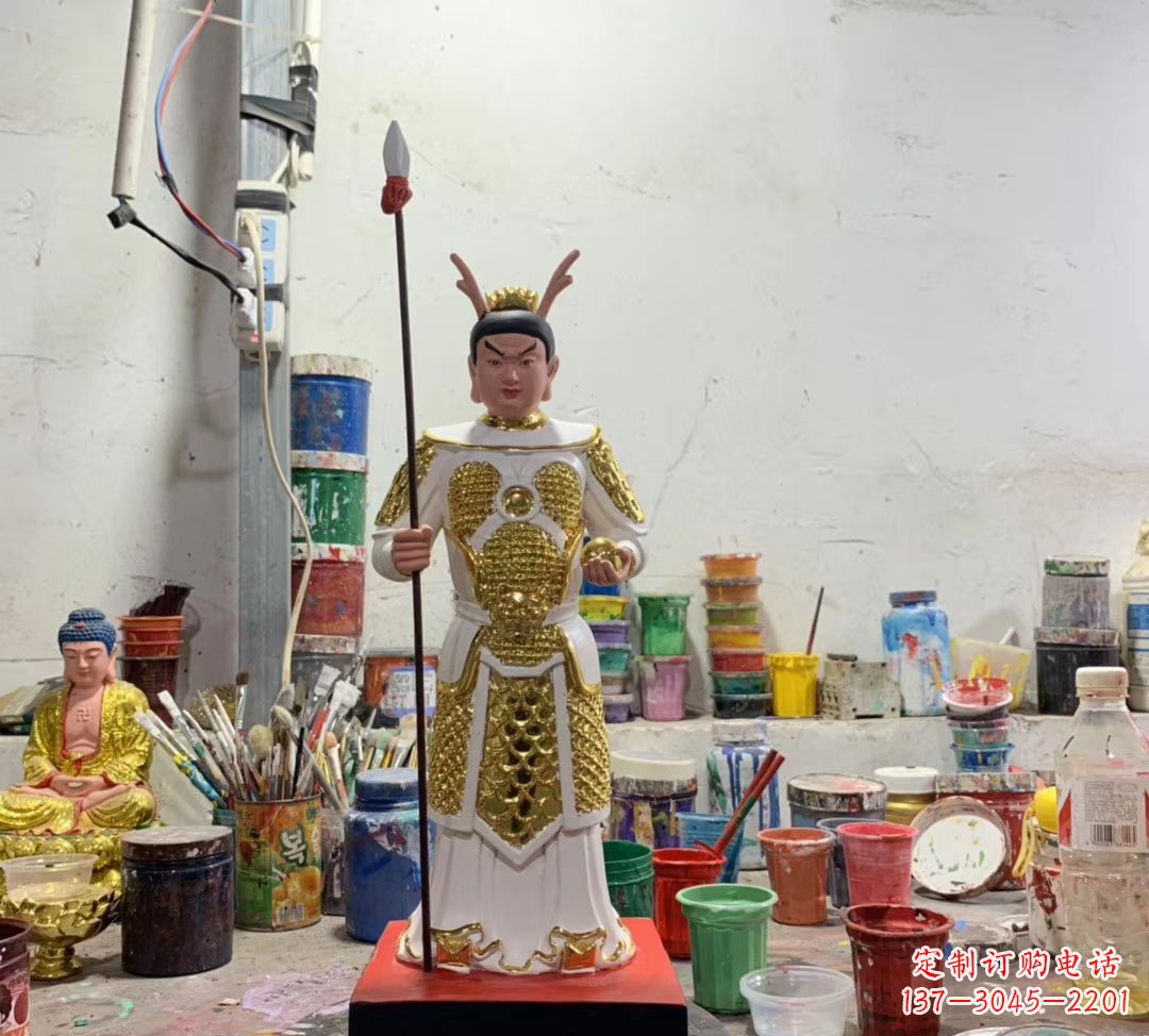 深圳玻璃钢龙王三太子雕塑户外摆件