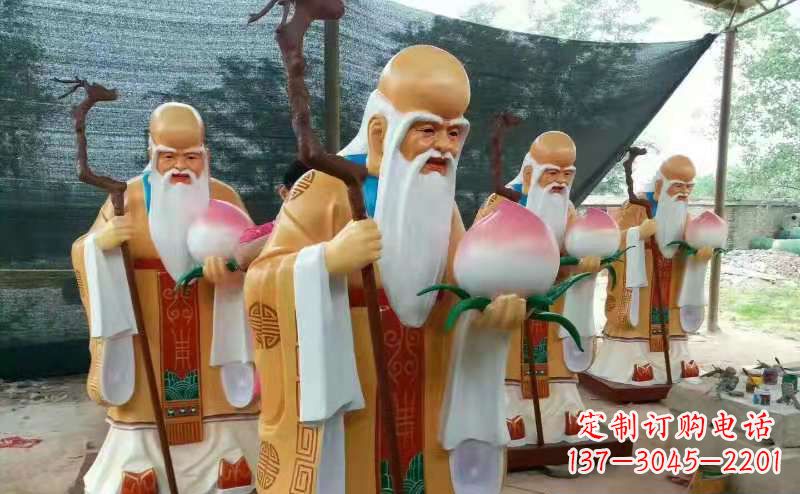 深圳玻璃钢宗教庙宇神像彩绘老寿星雕塑