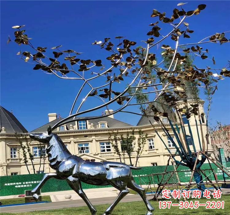 深圳不锈钢别墅梅花鹿雕塑