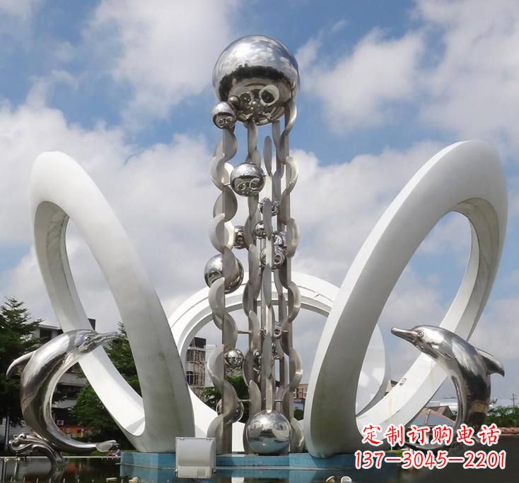 深圳不锈钢城市艺术海豚雕塑