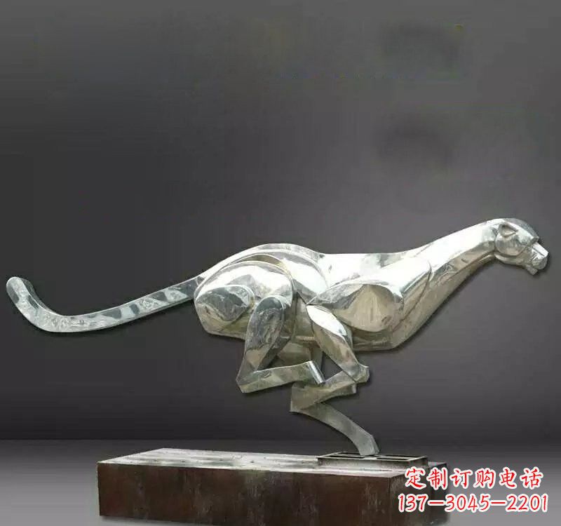 深圳不锈钢抽象奔跑的豹子雕塑