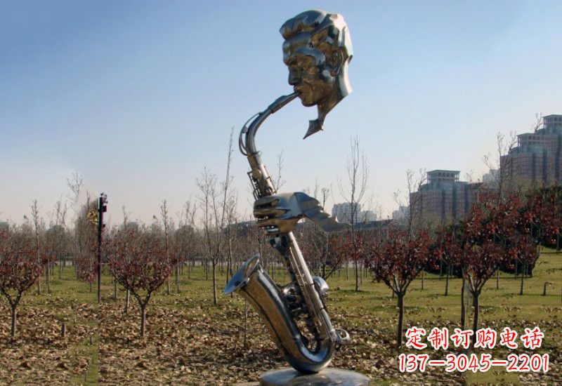 深圳不锈钢抽象吹萨克斯人物雕塑