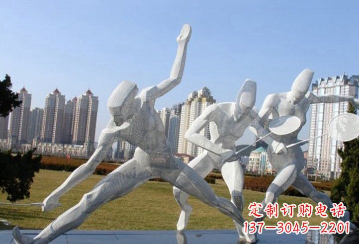 深圳不锈钢抽象打羽毛球人物雕塑