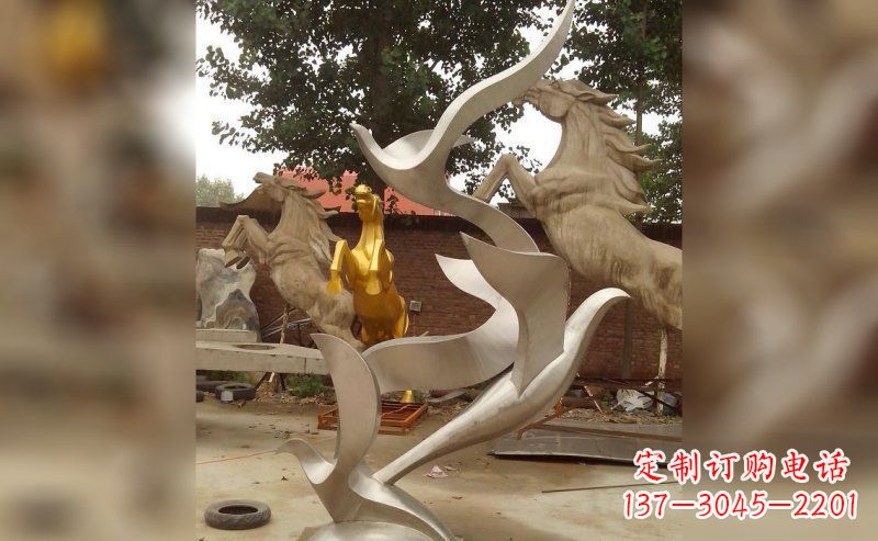 深圳不锈钢抽象大雁鸽子雕塑 (2)