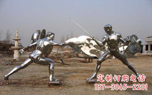 深圳不锈钢抽象击剑运动员雕塑