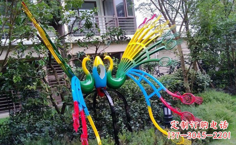 深圳不锈钢抽象孔雀雕塑 (4)