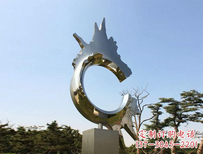 深圳不锈钢抽象龙头雕塑