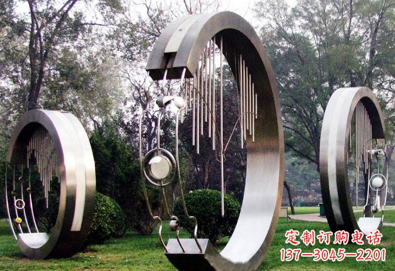 深圳不锈钢抽象圆环聆听雕塑