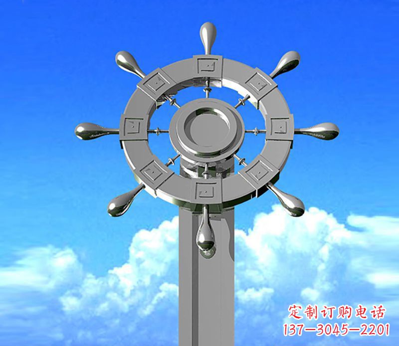 深圳不锈钢船舵雕塑精美的海洋艺术