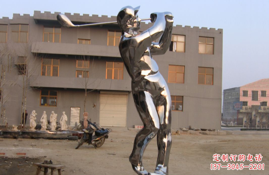 深圳不锈钢打高尔夫球广场雕塑