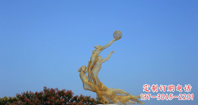 深圳不锈钢打篮球的女孩公园景观雕塑