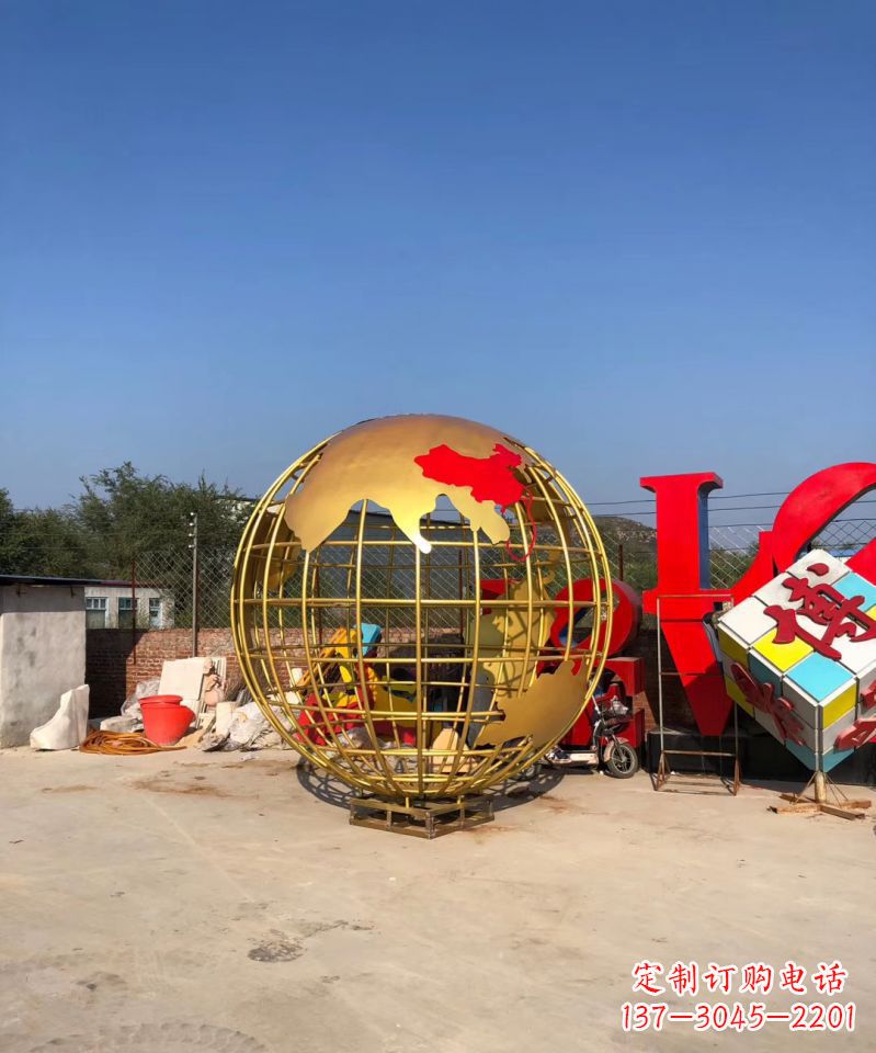 深圳不锈钢地球仪雕塑校园景观雕塑
