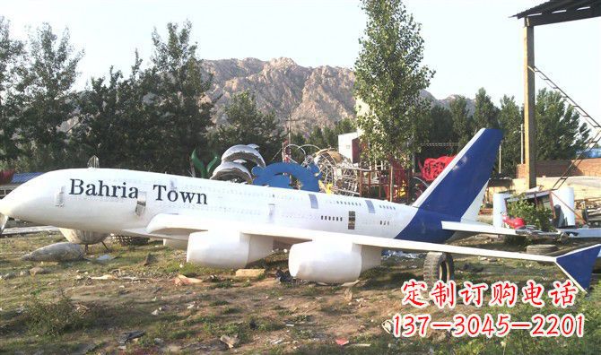 深圳静静躺在大地上的不锈钢飞机雕塑
