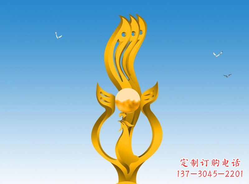 深圳不锈钢凤凰雕塑灿烂外形,精美艺术