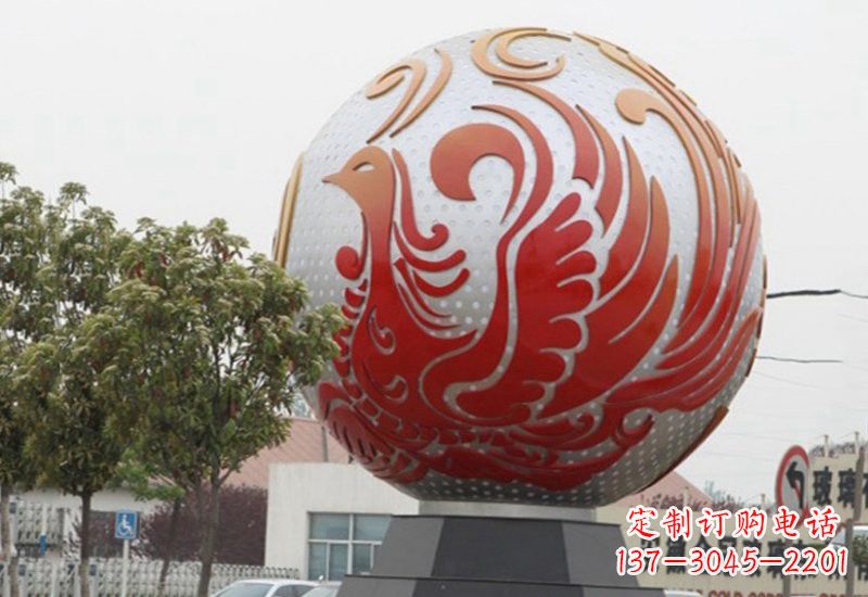 深圳不锈钢凤凰浮雕圆球雕塑精美雕塑把艺术带到生活中