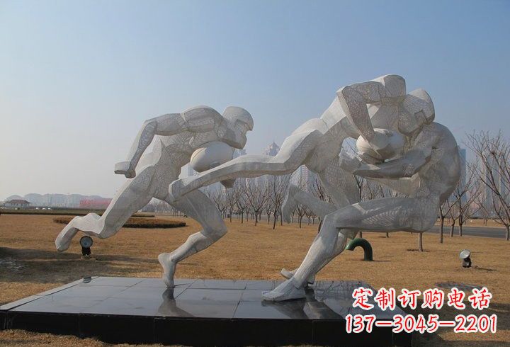 深圳不锈钢橄榄球雕塑传承运动精神