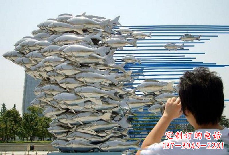 深圳不锈钢公园鲤鱼群雕塑