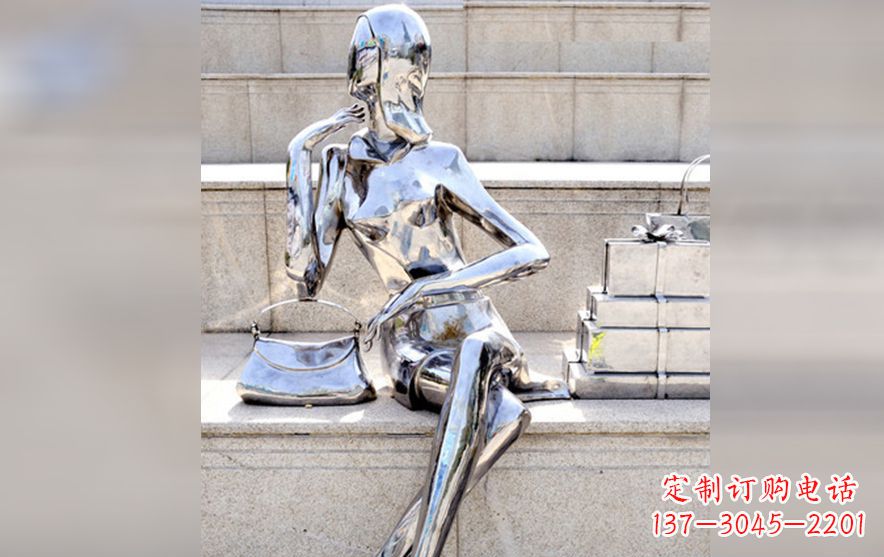 深圳不锈钢购物美女人物雕塑