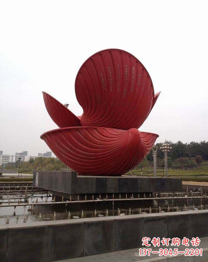 深圳不锈钢贝壳喷泉雕塑——海洋之美无限