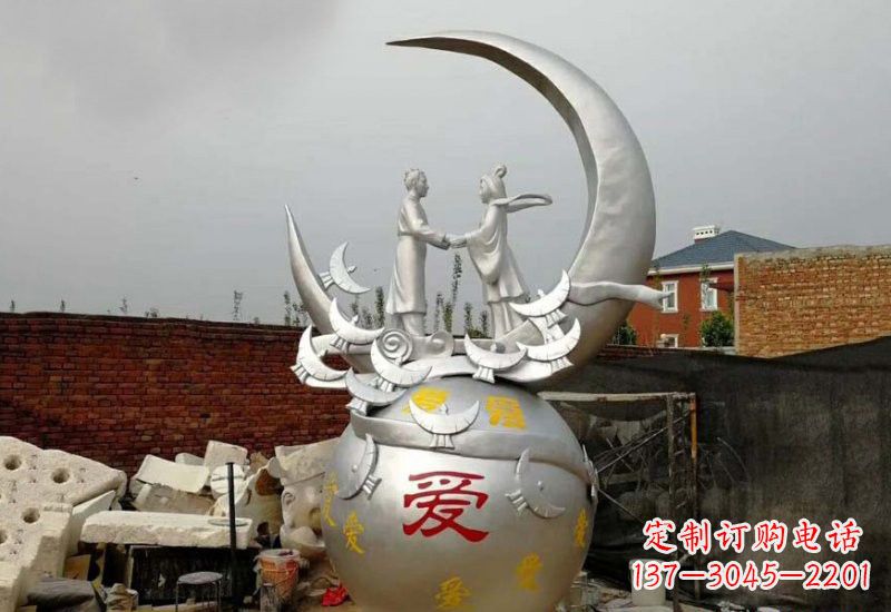 深圳牛郎织女传说的不锈钢雕塑