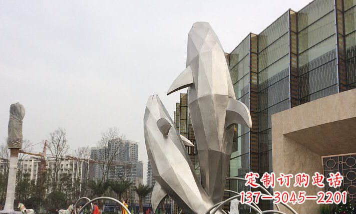 深圳不锈钢海豚喷泉雕塑精美的海洋之美