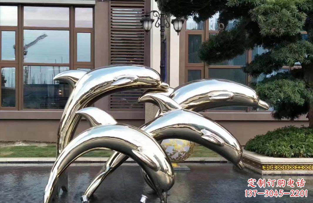 深圳不锈钢海豚跳跃雕塑精美绝伦