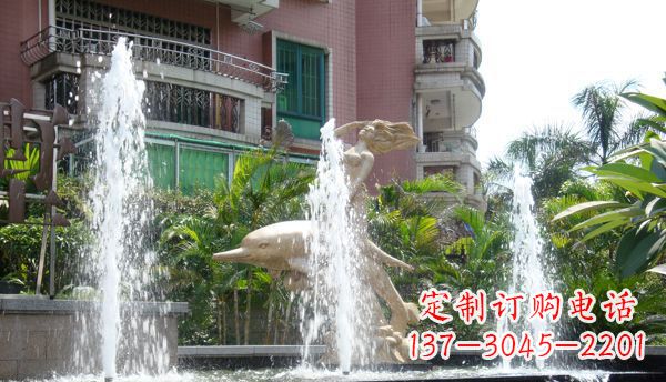 深圳不锈钢海豚喷泉雕塑精美的海洋艺术