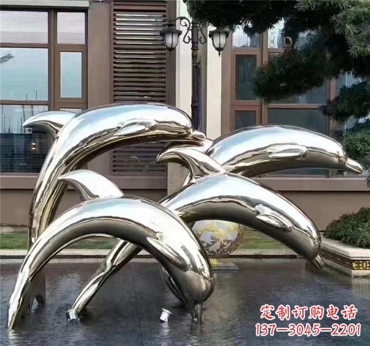 深圳不锈钢海洋动物海豚雕塑
