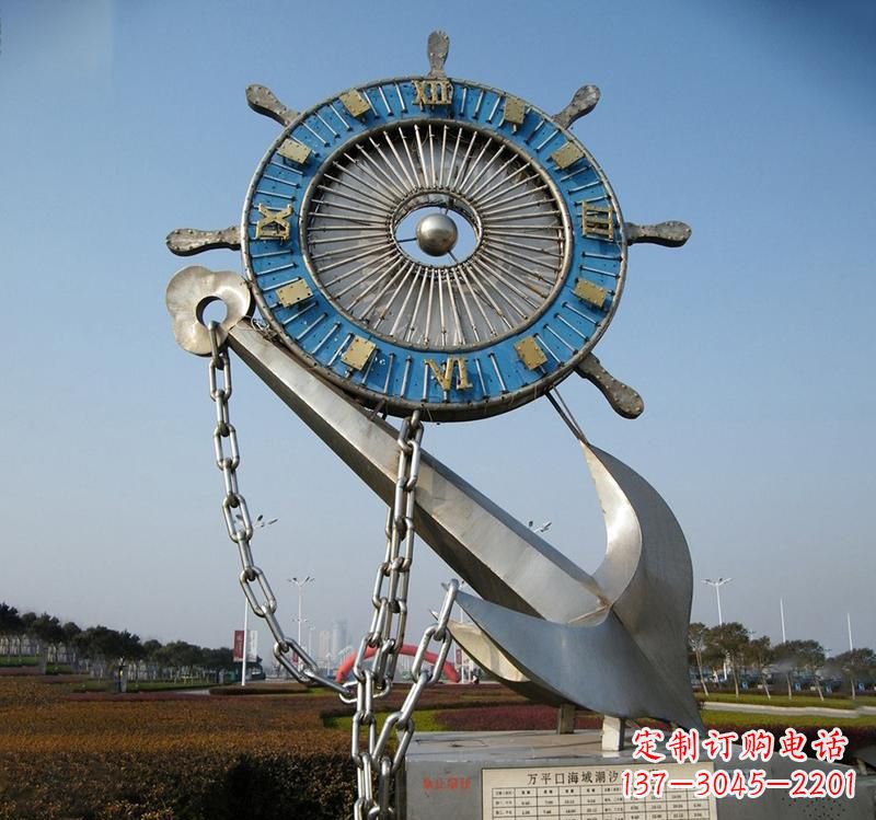 深圳不锈钢海洋船舵雕塑