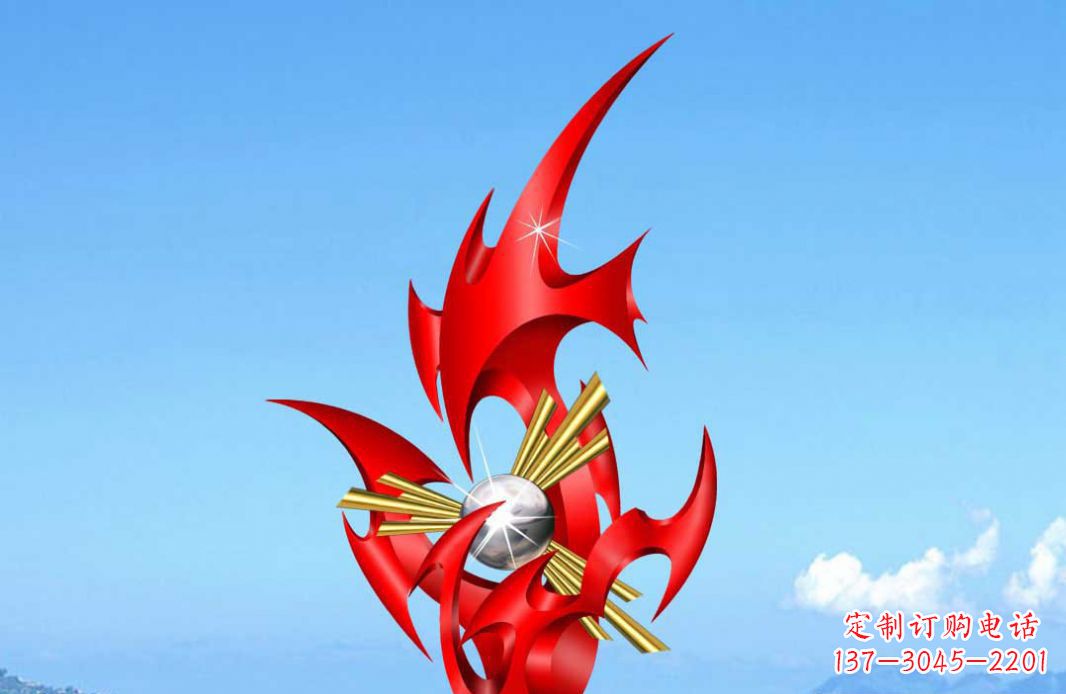 深圳不锈钢火苗抽象景观雕塑给城市添彩