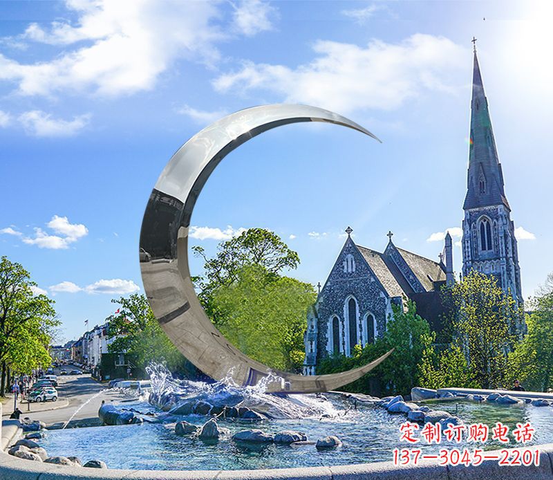 深圳不锈钢景观创意月亮雕塑