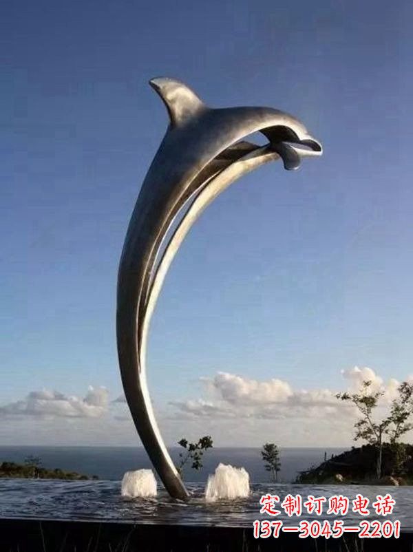 深圳不锈钢景区大型抽象海豚雕塑