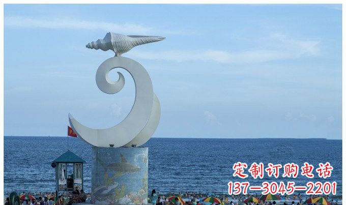 深圳海浪与海螺雕塑的结合——不锈钢景区的美景
