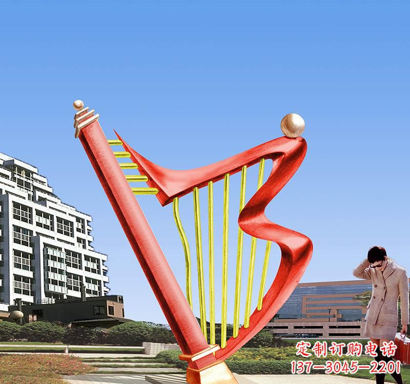 深圳不锈钢景区竖琴雕塑