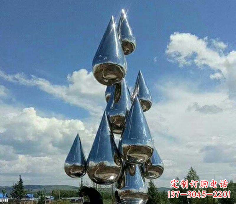 深圳不锈钢镜面大型水滴雕塑——艺术精美、精致优雅