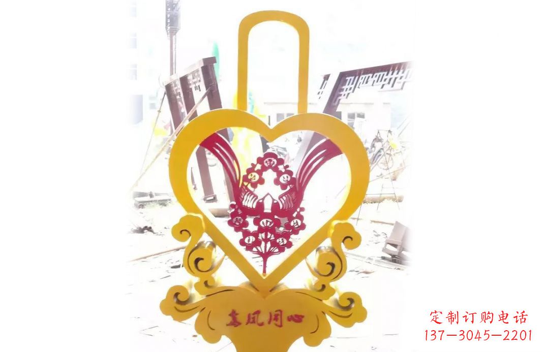 深圳不锈钢龙凤同心景观雕塑