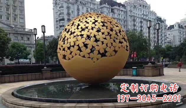 深圳不锈钢镂空球喷泉雕塑——精致美观