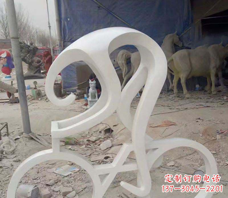 深圳不锈钢骑自行车公园景观雕塑