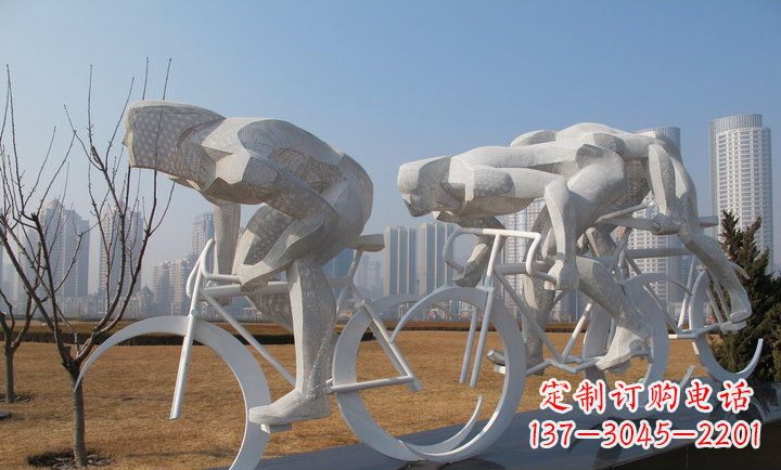 深圳不锈钢骑自行车运动人物雕塑