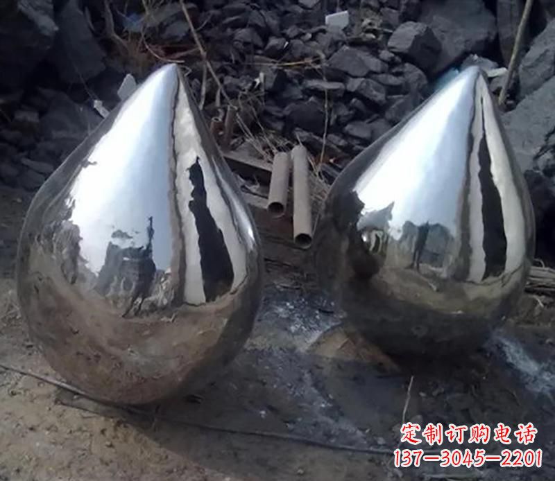 深圳不锈钢水滴雕塑美丽绽放